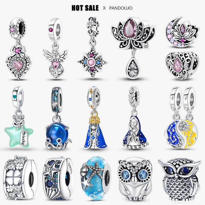 2024 New in Hot Sale Original Charm Beads Fit Pandora Bracelet For Women 925 Silver Glow Discoloration Pendant Bead Jewelry Gift