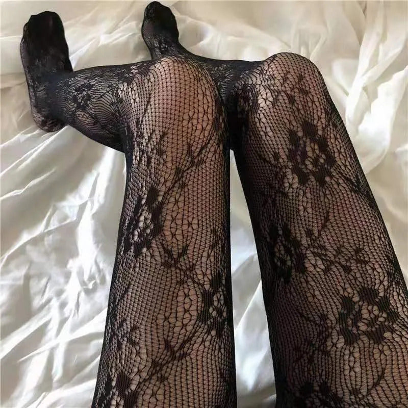 Women Rattan Sexy Stockings Club Party Anti-Snagging Flowers Tights Calcetines Fish Net Stocking Fishnet Mesh Lace Pantyhoses