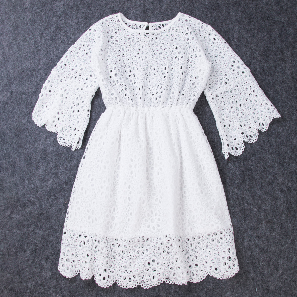 2018-08-16 Lioraitiin 0-5Years Family Matching Clothes Women Kids Girls Dress Lace Floral Wedding Party Prom Dress Baby