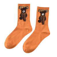 Spring Autumn Winter Cartoon Women'S Socks Cotton Mid-Tube Cute Bear Print Trend Short Socks Comfortable Breathable Sports Socks