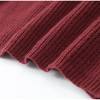 Women Burgundy Knitted Long Sweater Fashion Off-the-shoulder Pullover Long Dress Fall Winter Female Party Commuter Outfit