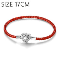 S925 Sterling Silver Valentine's Day Red Series Red Heart Charm Bow Ring Heart Necklace Fit Bracelet DIY for Women Jewelry Gift