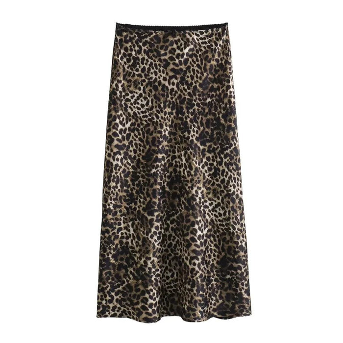 ASDS women's skirts leopard midi skirt woman vintage high waist skirts for women print summer long skirt stylish elegant skirts