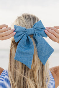 Sky Blue Sweet Big Bowknot Hair Clip