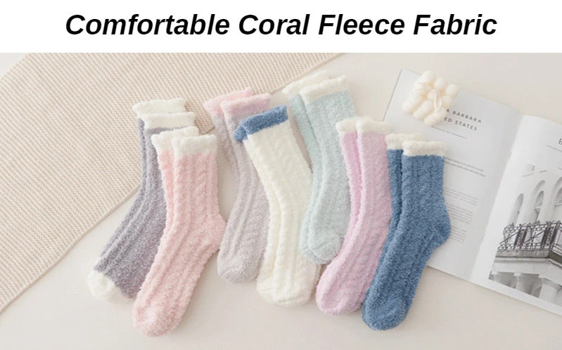 4 Pairs Women Winter Warm Fuzzy Socks Thick Thermal Solid Soft Fluffy Socks Cute Fashion Slipper Home Floor Sleeping Socks