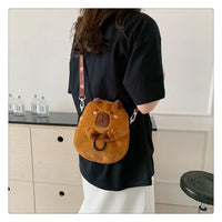 Large Capacity Capybara Plush Shoulder Bag Cartoon Capybara Handbag Unisex Capybara Handbag