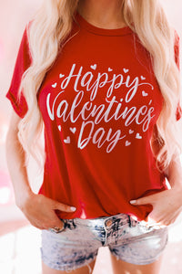 Red Happy Valentine's Day Heart Graphic Tee