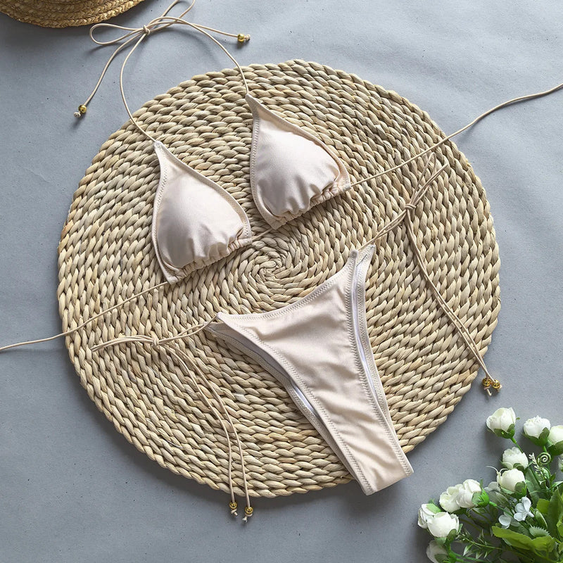 Sexy Bikini Swimsuit Swimwear Bathing Suit Triangle Bikini Set Women Biquini Bandage Beach Wear Two Piece Suit Swimming