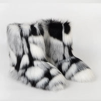 Winter Shoe Women's Winter Fluffy Faux Fox Fur Boots Woman Plush Warm Snow Boots Luxury Footwear Girls' Furry Fur Bottes Fashion