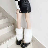 Women Faux Fur Leg Warmers Women Fall Leggings Jk Boots Stocking Girls Lolita Punk Boot Cover Harajuku Fur Foot Warming Cover