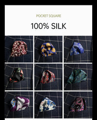 Men 100% Silk Pocket Square Print Real Satin Small Square Scarf Gentleman Business Suit Shirt Chest Scarf Handkerchief 30*30 Cm