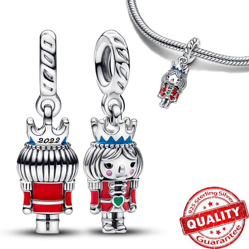 Sparkling 925 Sterling Silver Christmas Carousel & Santa Claus Charm Fit Original Bracelet Women Christmas Gift Jewelry Making