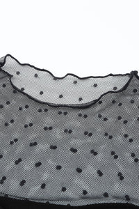 Polka Dot Mesh Splicing Long Sleeve Bodysuit