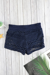 Blue Lace Shorts Attached Swim Bottom