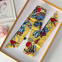 2022 Luxury Silk Scarf Slim Hair Accessories Fashion Bag Handle Ribbon Ladies Horse Print Headband Belt Ladies Fall New 60SKU