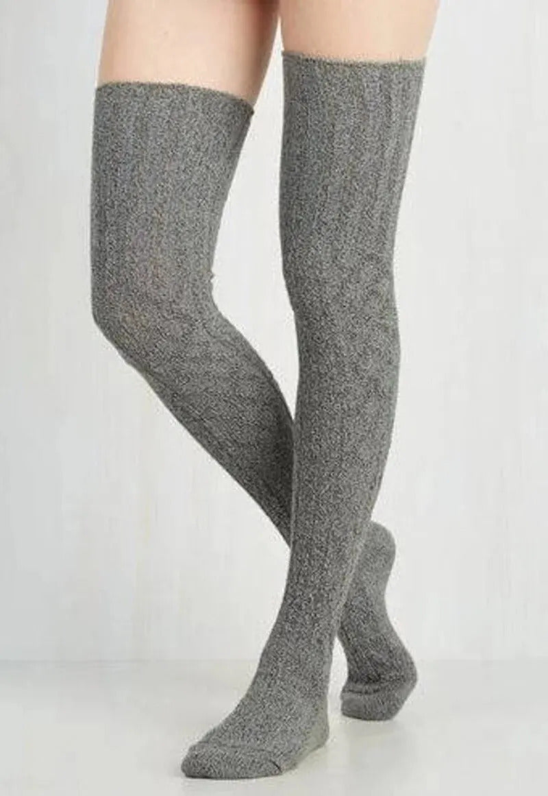 1 Pair Warm and Stylish Over the Knee Knit Socks for Women - Preppy Thermal Winter High Stocks with Thickened Material