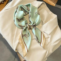 2023 Luxury Horse Print Female Silk Neck Scarf Square Hair Scarves Foulard Head Band Shawls Wraps Neckerchief Bandana Women