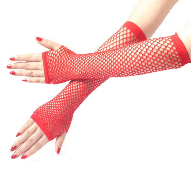 Women Fashion Neon Fishnet Fingerless Long Gloves Leg Arm Cuff Party Wear Fancy Dress for Womens Sexy Beautiful Arm Warmer