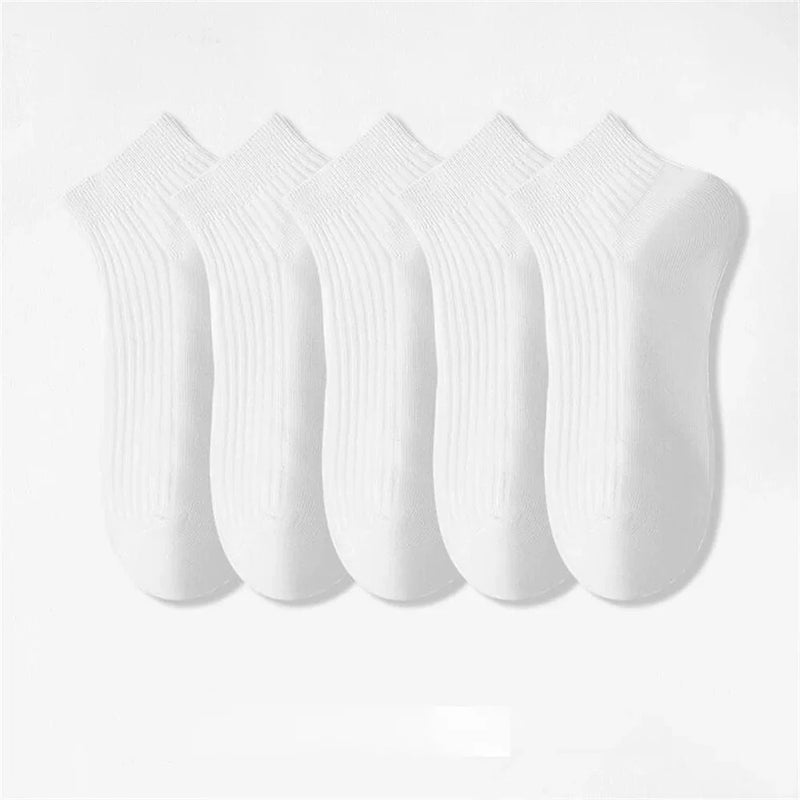 5 Pairs/Pack Ankle Socks Women 100% Cotton Invisible Sweat-absorbing Girls Low Tube Boat Socks EU 36-42