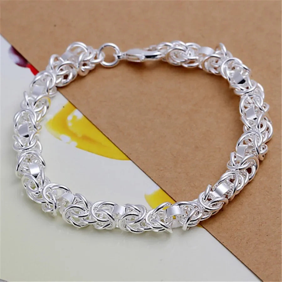 Fine 925 Sterling Silver Noble Nice Chain Solid Bracelet for Women Men Charms Party Gift Wedding Fashion Jewelry Hot Model