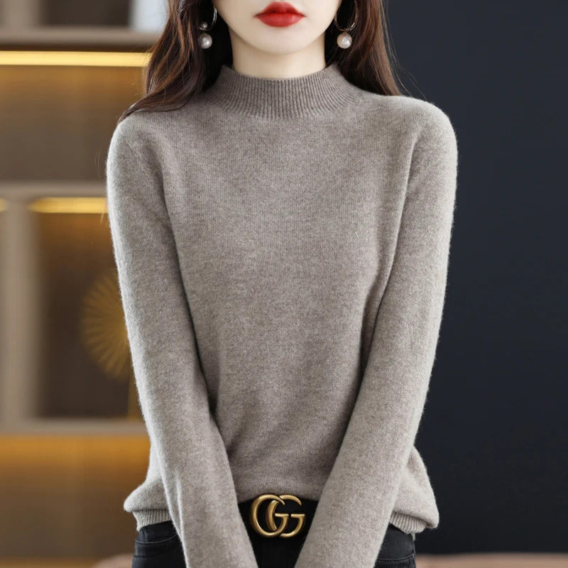 100% Pure Wool Half-neck Pullover In Autumn And Winter New Cashmere Sweater Women's Casual Knit Top Women's Coat 19 Colors