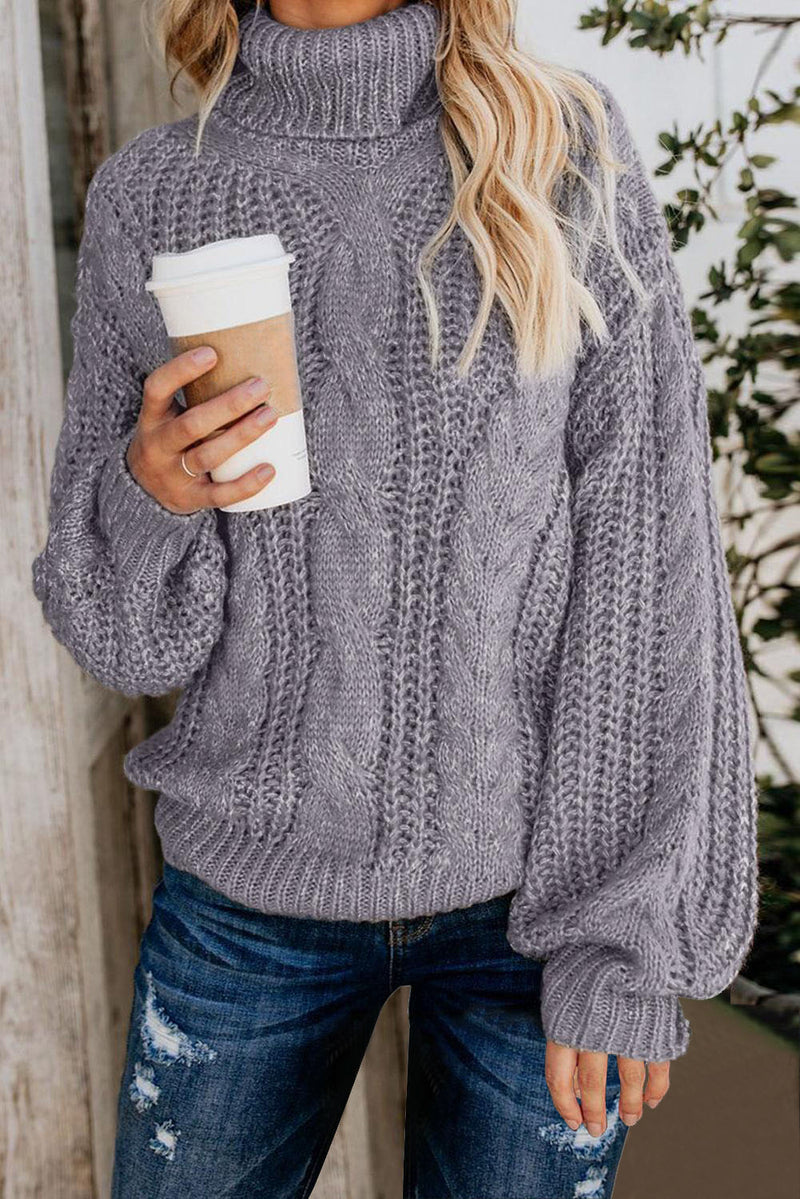 Gray Chunky Turtleneck Sweater