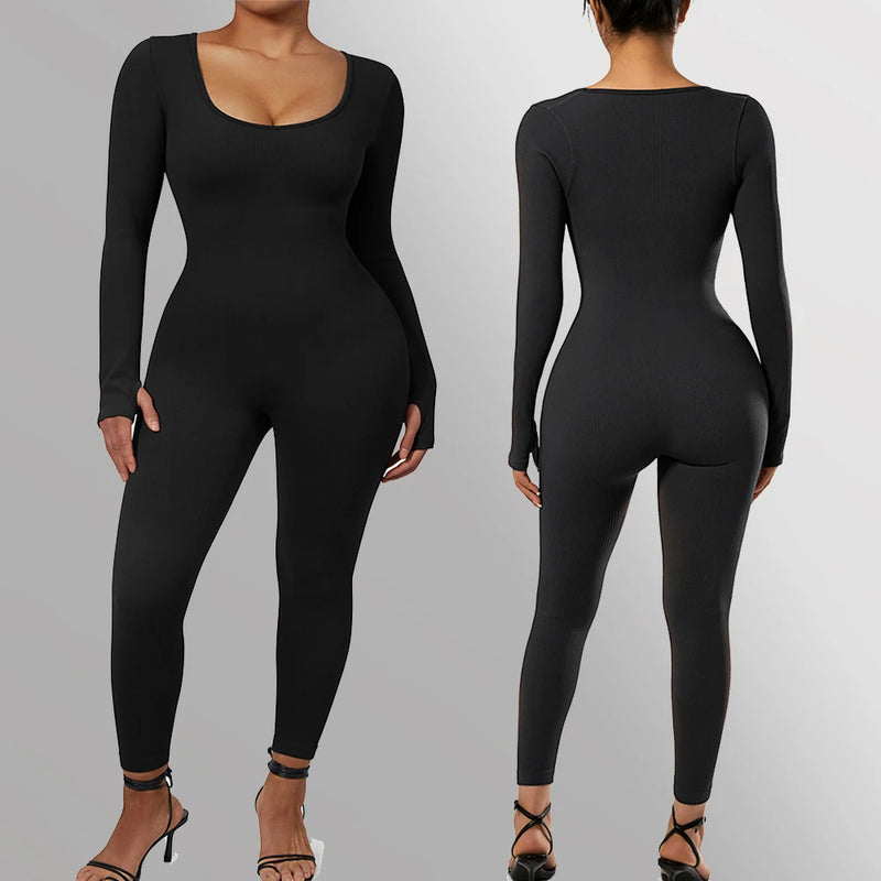 Bodycon Slim Jumpsuit For Women‘s Clothing Zipper Casual Brown Fitness Rompers Autumn 2024 Playsuit Activity Streetwear Overall