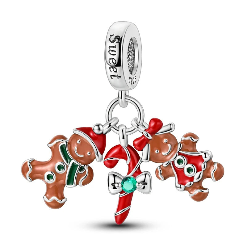 Sparkling 925 Sterling Silver Christmas Carousel & Santa Claus Charm Fit Original Bracelet Women Christmas Gift Jewelry Making