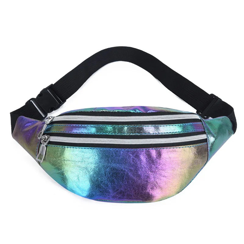 Holographic Fanny Pack Hologram Waist Bag Laser Beach Travel Banana Hip Bum Zip Waist Bags Women Belt Bag For Girls