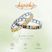 Hapiship 2024 Women Fashion Ellipse Round CZ Italian Charm Links Fit 9mm Stainless Steel Bracelet DIY Making Jewelry DJ377