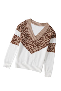 Leopard Splicing Off Shoulder Pullover Sweater