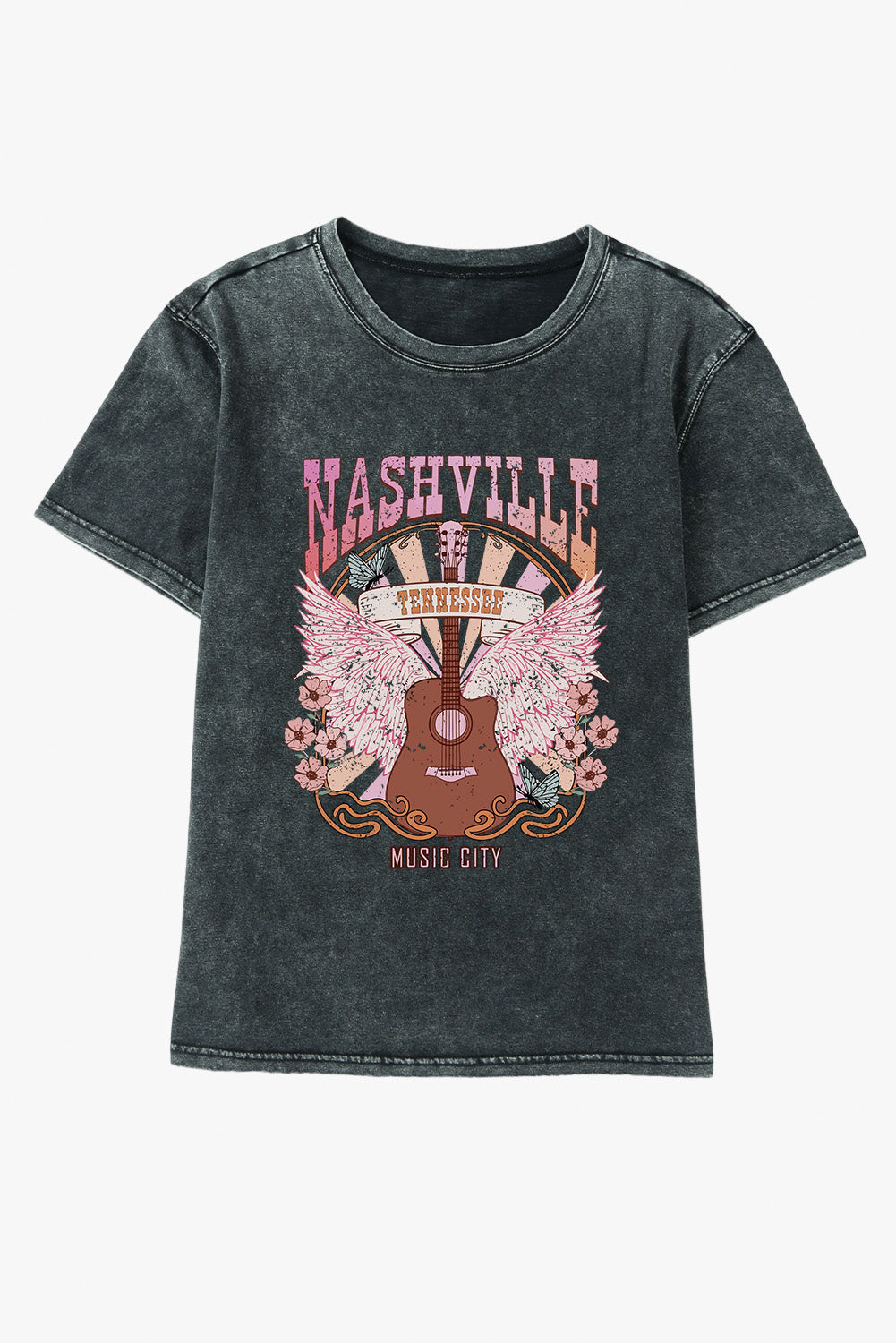 Black Nashville Tennessee Music City Graphic T Shirt