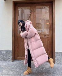 Warm Winter Pink Hooded Long Women Parkas Chaqueta Thick Cotton Padded Windproof Parcas Overcoat Casual Loose Snow Wear Jaquetas