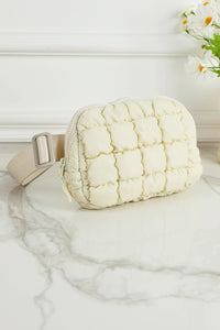 Beige Puffy Quilted Crossbody Bag