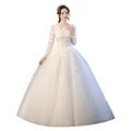 Customized Wedding Dress Style Bride Plus Size Flower Wedding Dresses Dreamy Full-sleeve Bridal Lace Up Dresses Ball Gowns