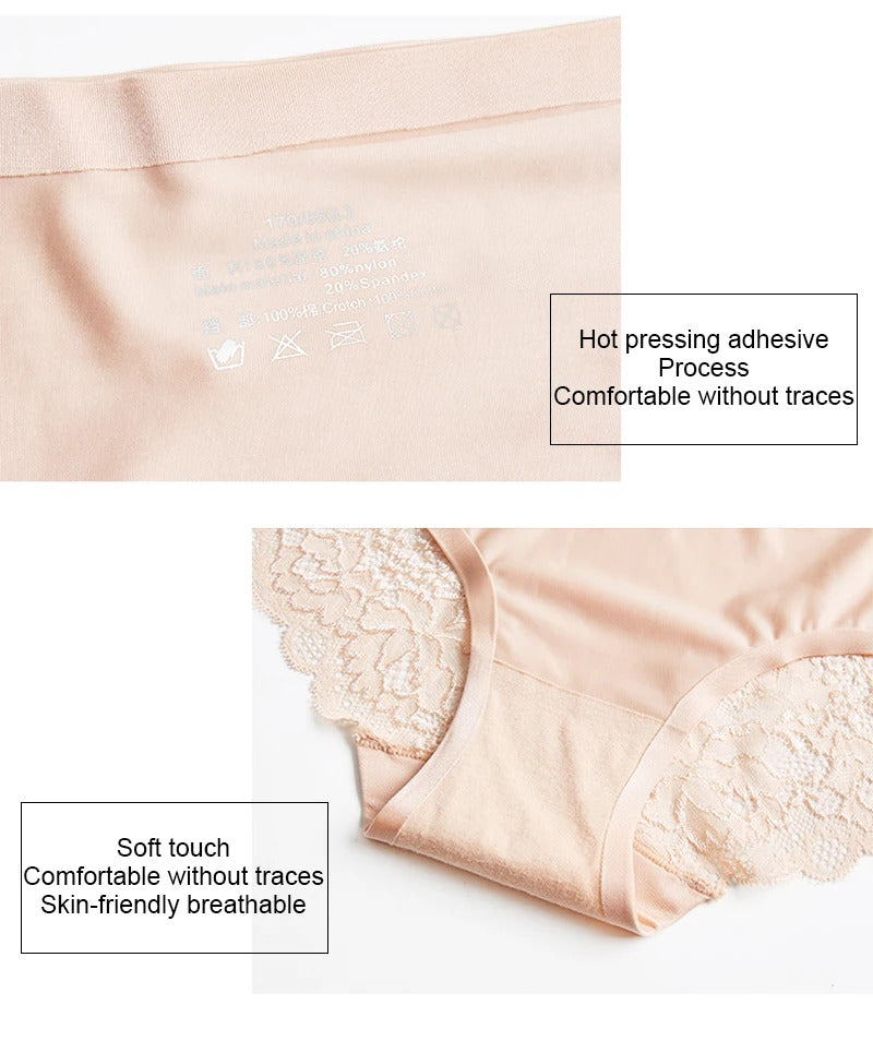 TrowBridge 3PCS/Set Women's Panties Exquisite Lace Underwear Sexy Lingerie Big Size Sweet Silk Satin Briefs Soft Cozy Underpants