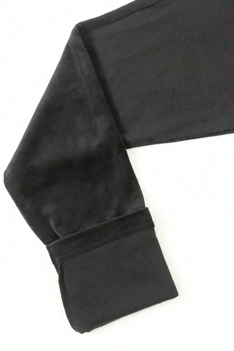 Black Solid High Waist Thermal Lined Leggings