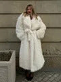 Luxury Lapel Faux Fur Short Coat For Women Casual Fluffy Full Sleeve Warm Female Jacket Autumn Winter Lady Cummuter Outerwear ﻿