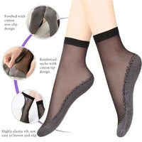 1/5/10pairs Womens Anti-Slip Socks ,Sweat Absorbing Cotton Bottom Velvet Socks, Ultrathin Breathable Summer Autumn Casual Sock