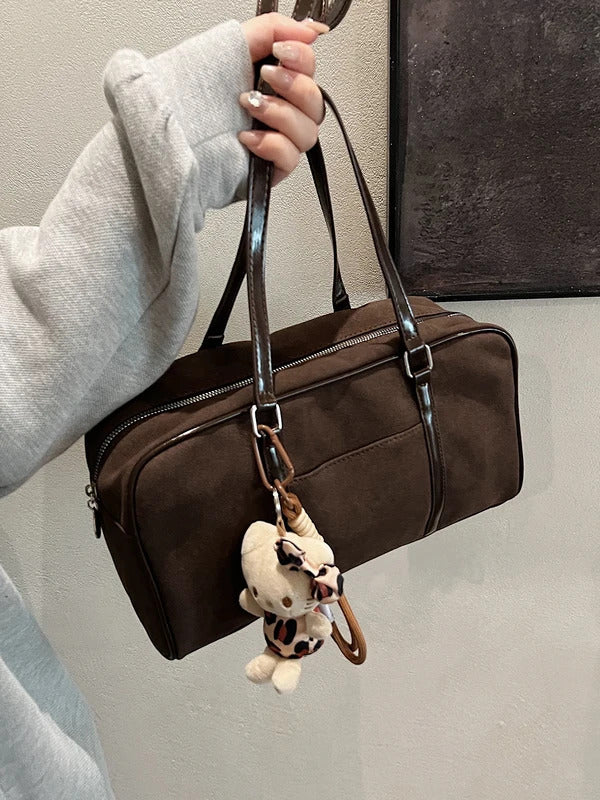 Casual Large Capaci Suede Bag Women 2024 New Autumn and Winter Retro Brown Commuter Shoulder Bag Pillow Bag