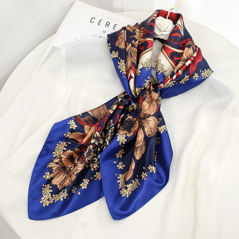 Luxury Brand Silk Satin Square Scarf Women Hijab Bandana Muslim Headscarves Shawl Wrap Ladies Headband Neckerchief Foulard 90cm