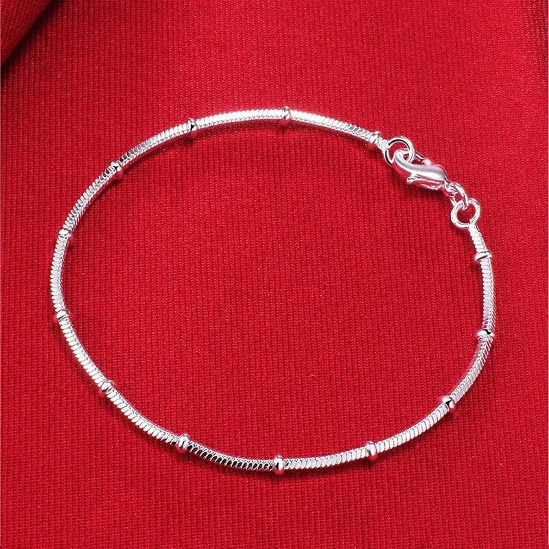 Fine 925 Sterling Silver Noble Nice Chain Solid Bracelet for Women Men Charms Party Gift Wedding Fashion Jewelry Hot Model