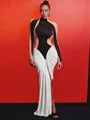 Sexy Black See-through Long Maxi Lace Dresses for Women 2024 O-neck Long Sleeve Hollow Out High Slit Irregular T-shirt Dress