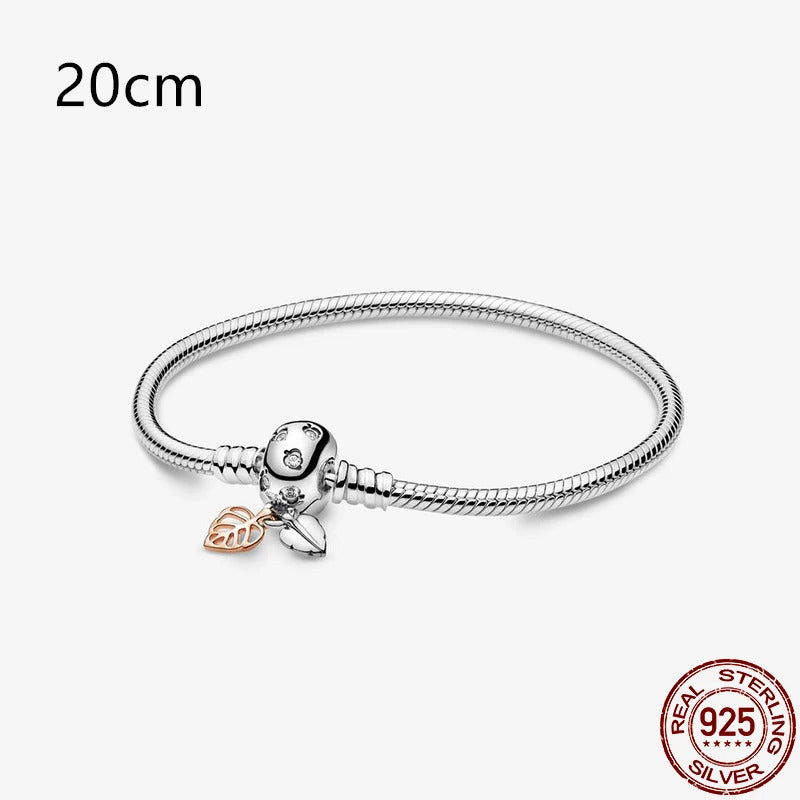 2024Hot Sale Heart Zircon Snake Chain Charm Beads Bracelet Women 925 Silver Original Pendant Bead DIY Jewelry Fine Festival Gift