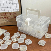 Mini Plastic Jewelry Storage Box Square Transparent Flip Portable Pill Container Jewelry Holder Packaging Earrings Display Case