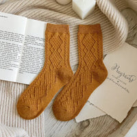 Winter Cashmere Wool Woman Socks Solid Japanese Style Harajuku Retro Long Socks Women Girls Thermal Vintage Streetwear Crew Sock