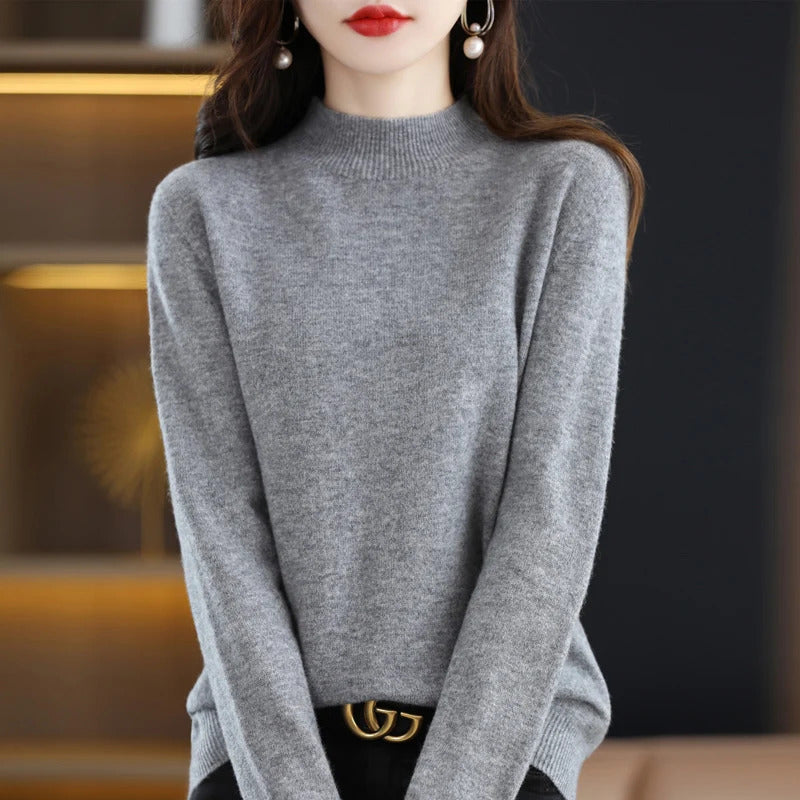 100% Pure Wool Half-neck Pullover In Autumn And Winter New Cashmere Sweater Women's Casual Knit Top Women's Coat 19 Colors