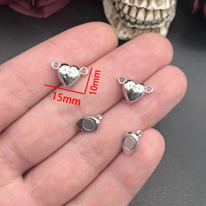 10sets(20pcs) Silver Color Heart Round Magnetic Snap Charms Tool Pendant Fit DIY Handmade Metal Jewelry Making Finding Supplies