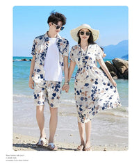 2024 Summer Holiday Family Vacation Look Clothes Dad and Son Shirts Two Piece Outfits Sets Mom and Daughter Short Sleeve Dress