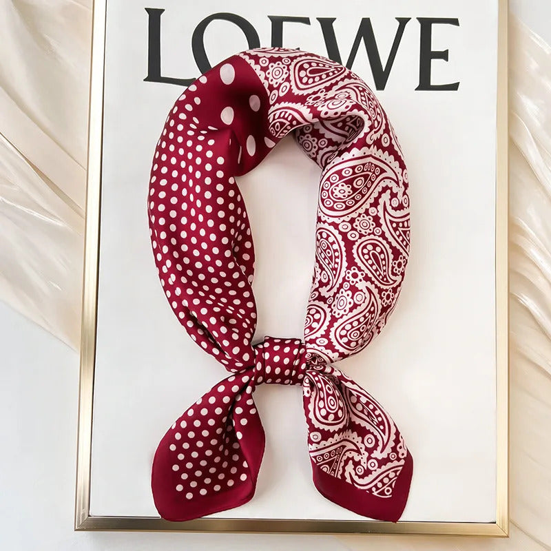 Luxury Polka Dot Silk Square Scarf Women Hijab Hair Bands Neckerchief Female Satin Shawl Ribbon Headband Fashion Wraps Bandana